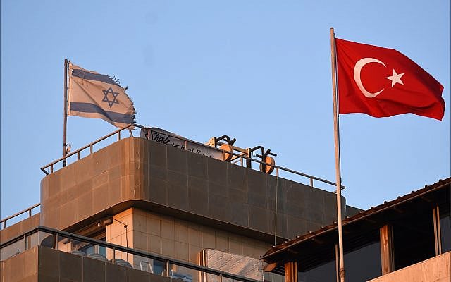 The Turkish Embassy on Tel Aviv's HaYarkon Street fronts the Mediterranean Sea. Despite its often tense relationship with Israel under President Recep Tayyip Erdoğan, Turkey has never broken ties with the Jewish state. (Larry Luxner) The Turkish Embassy on Tel Aviv's HaYarkon Street fronts the Mediterranean Sea. Despite its often tense relationship with Israel under President Recep Tayyip Erdoğan, Turkey has never broken ties with the Jewish state. (Larry Luxner)