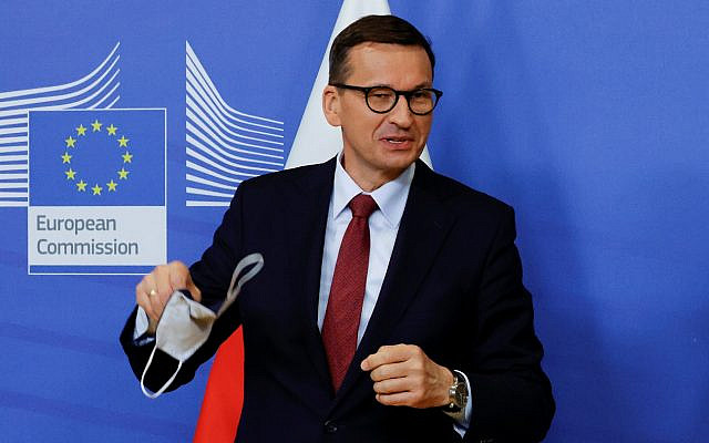 Poland's Prime Minister Mateusz Morawiecki arrives for a bilateral meeting in Brussels, Belgium, July 13, 2021. REUTERS/Pascal Rossignol/Pool