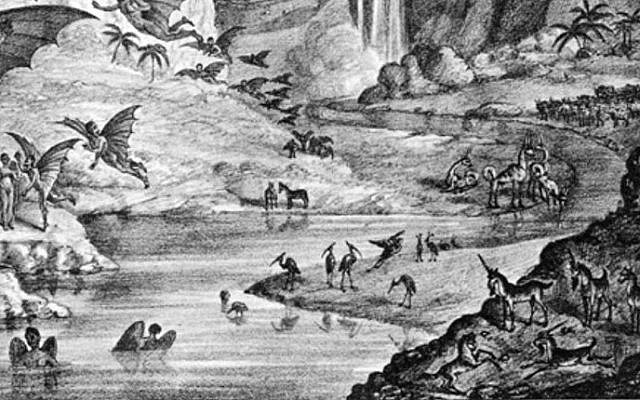 A lithograph of the 'ruby amphitheater,' as printed in The Sun. (Public Domain/ Wikimedia Commons)