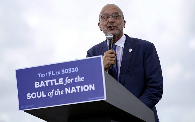 Rep. Ted Deutch, D-Fla., speaks during a drive-in rally for Democratic presidential candidate former Vice President Joe Biden at Broward College, October 29, 2020, in Coconut Creek, Florida. (AP Photo/Andrew Harnik)