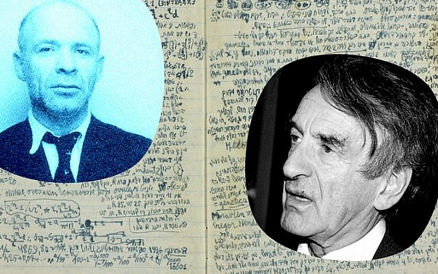 "A wandering Jew, he felt at home in every culture." (Collage: 'Mr. Shushani' and Elie Wiesel [Credit: Gideon Markowitz, Dan Hadani Archive, Pritzker Family National Photography Collection at NLI] / Shushani's notebooks at NLI)