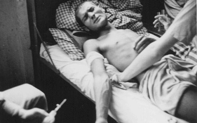A Romani victim of Nazi medical experiments. Dachau concentration camp, Germany, 1944.