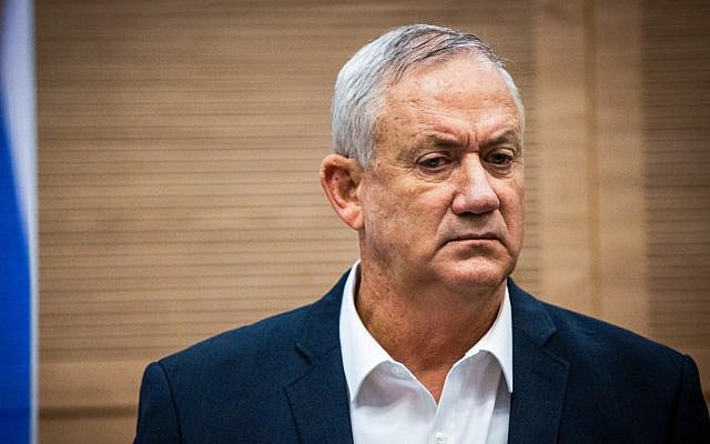 Defense Minister Benny Gantz attends a Defense and Foreign Affairs Committee meeting at the Knesset, on October 19, 2021. (Yonatan Sindel/Flash90) Defense Minister Benny Gantz attends a Defense and Foreign Affairs Committee meeting at the Knesset, on October 19, 2021. (Yonatan Sindel/Flash90)