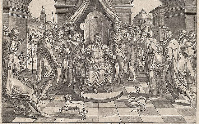Moses and Aaron before the Pharaoh, c.1585 - Johan Wierix, 1549 - 1618, Maarten van Cleef, c. 1527 - 1581 Moses and Aaron before the Pharaoh, c.1585 - Johan Wierix, 1549 - 1618, Maarten van Cleef, c. 1527 - 1581
