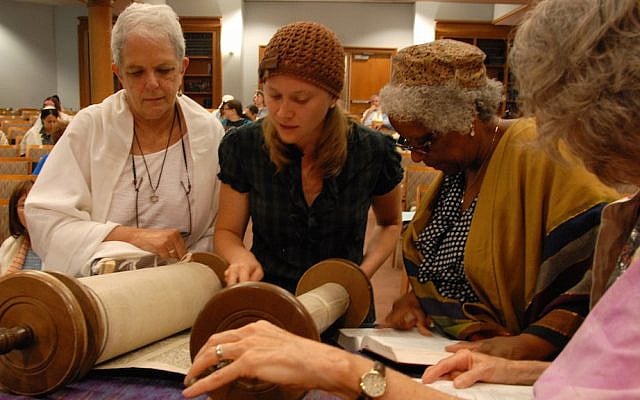 Illustrative: A Torah reading at Adas Israel Congregation, a Conservative synagogue in Washington. (Courtesy Adas Israel)