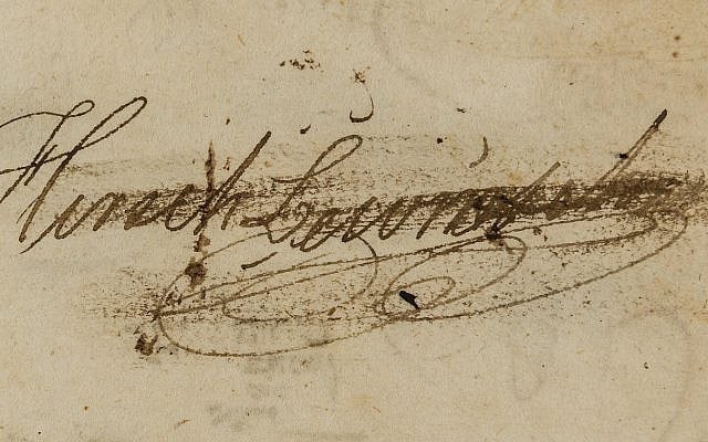 Signature of Rabbi Zvi Hirsch in English