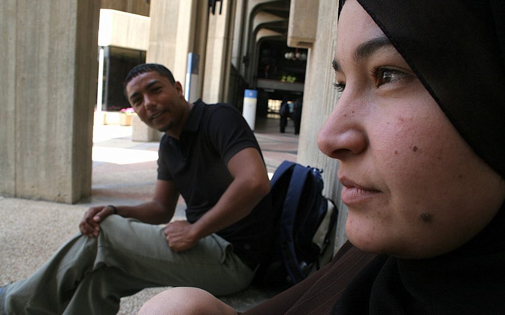 A Bedouin student sits at Ben Gurion University in Beer Sheva. May 24 2005 (Kitra Cahana /Flash90)