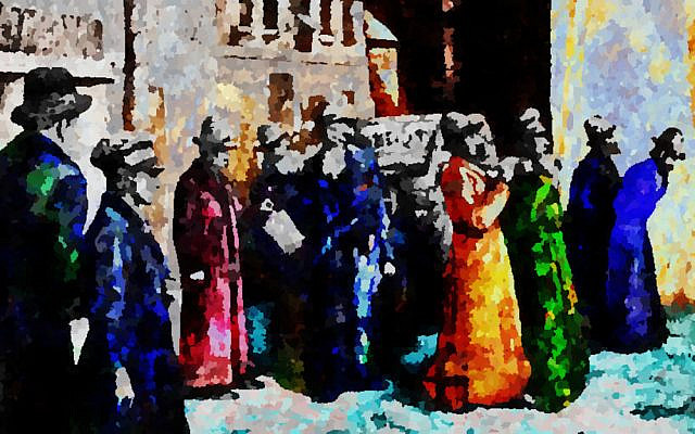 Funeral Procession, modified and colorized image from the public domain archive, Wikimedia.