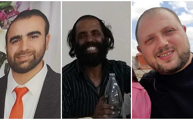 The victims of the Elad terror attack on May 5, 2022, from left to right; Boaz Gol, Yonatan Havakuk and Oren Ben Yiftah (courtesy) The victims of the Elad terror attack on May 5, 2022, from left to right; Boaz Gol, Yonatan Havakuk and Oren Ben Yiftah (courtesy)