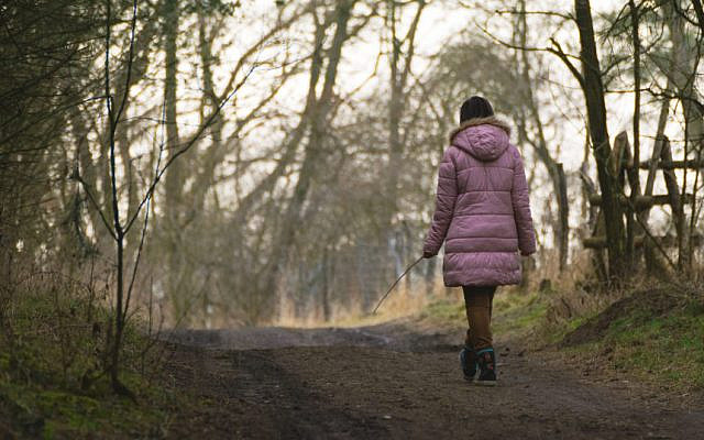 lonely woman walking