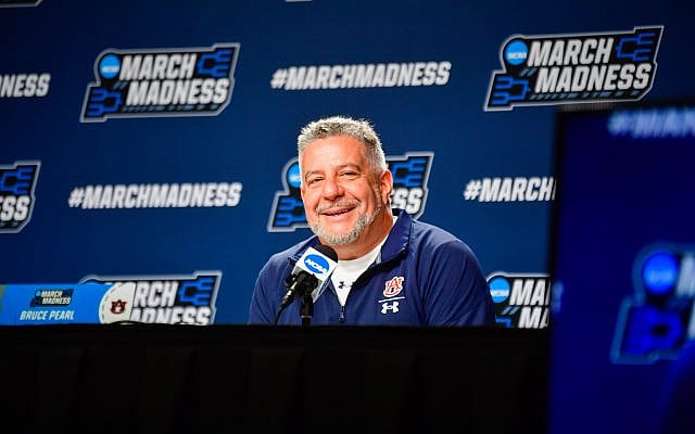 Mar 17, 2022; Greenville, SC, USA; Bruce Pearl interview before shootaround at Bon Secours Wellness Arena. Mandatory Credit: Matthew Shannon/AU Athletics