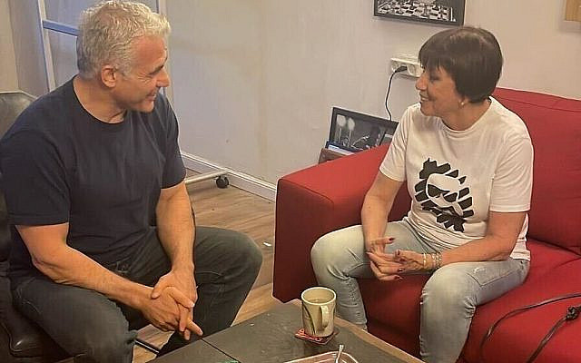 Prime Minister Yair Lapid meets with Meretz chair hopeful Zehava Galon on July 19, 2022. (Zehava Galon)