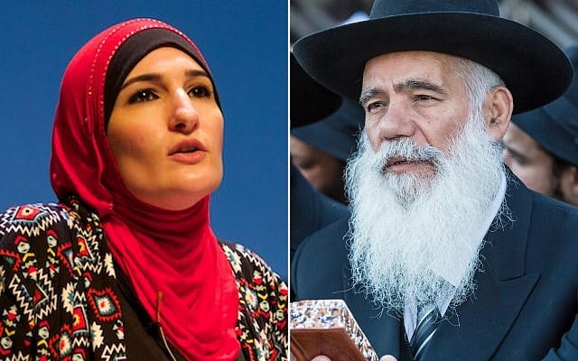 Activist Linda Sarsour (left) attributes her 'person of color' status to the fact that she wears a hijab. (photo via Wikimedia). Right, illustrative: Emissaries at the International Conference of Chabad-Lubavitch Emissaries Kinus Hashluchim, in Brooklyn, NY on November 8, 2015. (iStock) Activist Linda Sarsour (left) attributes her 'person of color' status to the fact that she wears a hijab. (photo via Wikimedia). Right, illustrative: Emissaries at the International Conference of Chabad-Lubavitch Emissaries Kinus Hashluchim, in Brooklyn, NY on November 8, 2015. (iStock)
