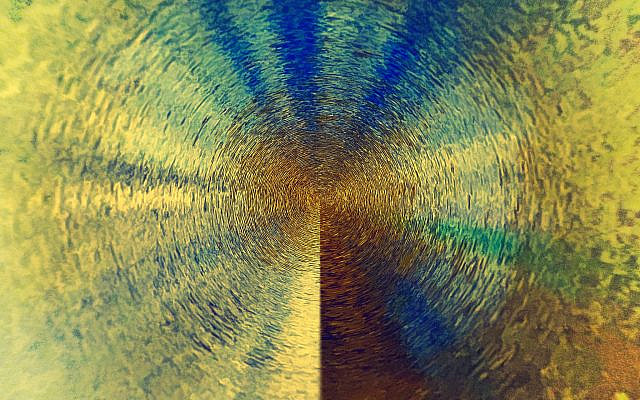 Inna Rogatchi (C). LIGHT SOLO. Watercolour, wax pastel, oil pastel, Neopastel, Luminance Caran d'Ache, encre l'alcool, perle de jaune, pigment of gold on authored original pigment print on cotton paper mounted on board. 60 x 80 cm. 2022.