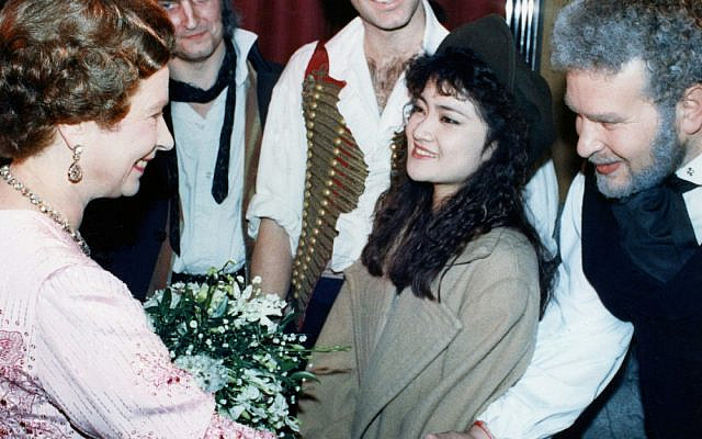 Queen Elizabeth II meeting Dudu Fisher backstage after his performance at the London Palladium, on Nov. 24, 1987. AP Photo/Redman Queen Elizabeth II meeting Dudu Fisher backstage after his performance at the London Palladium, on Nov. 24, 1987. AP Photo/Redman