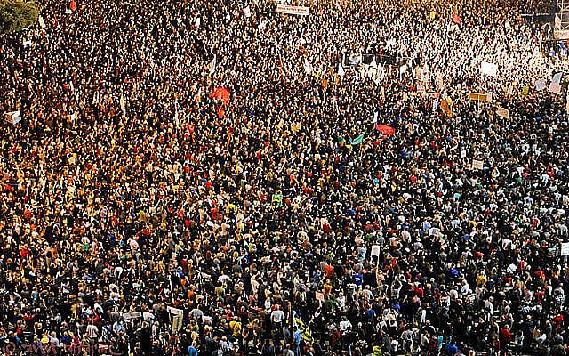 Social Justice Protests in Rabin Square in Tel Aviv, Israel, October 29, 2011
