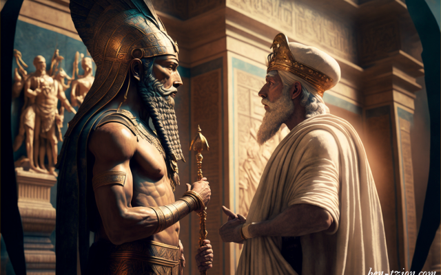 Moses confronts Pharaoh, by BSpitz