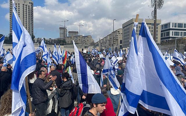 Massive demonstration opposite the Knesset on February 13, 2023. Courtesy of Joel Migdal