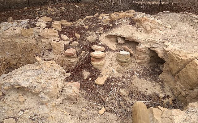 Remains of the hypocaust (false floor) of the bath house. Photo: Aliza Strenger