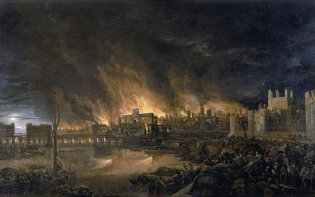 The Great Fire of London, depicted by an unknown painter 1675. (Public Domain/ Wikimedia Commons) The Great Fire of London, depicted by an unknown painter 1675. (Public Domain/ Wikimedia Commons)