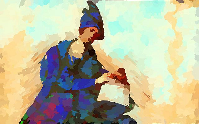 Shota Rustaveli; image colorized and modified by the author, from a photograph taken by the author.