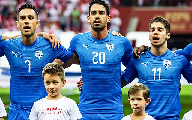 Israeli football players during a football match between Germany and Israel in Sinsheim, Germany, on March 26, 2022. Israeli football players during a football match between Germany and Israel in Sinsheim, Germany, on March 26, 2022.