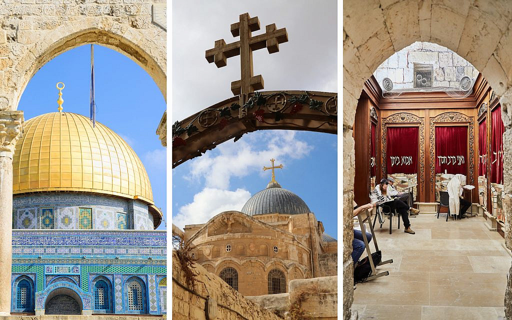 Jerusalem religion images via iStock (montage by The Times of Israel)