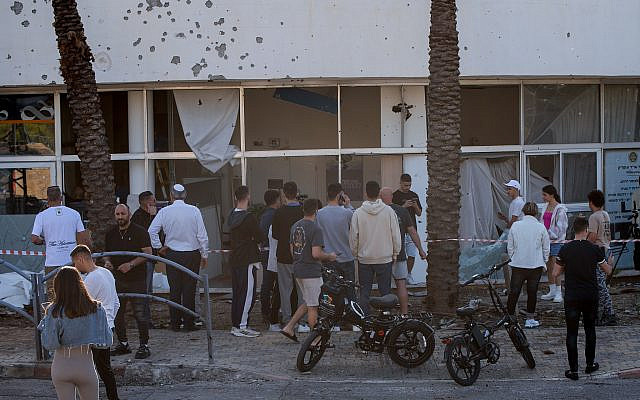 The damage caused at the scene where a missile fired from Lebanon hit the northern Israeli town of Shlomi, April 6, 2023. (Ayal Margolin/Flash90) The damage caused at the scene where a missile fired from Lebanon hit the northern Israeli town of Shlomi, April 6, 2023. (Ayal Margolin/Flash90)