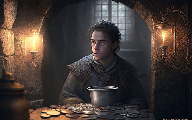 Coins by Wall (AI-generated illustration by BSpitz)