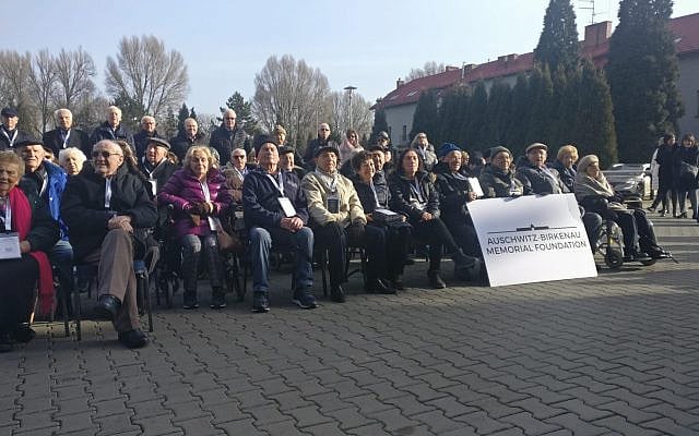 Holocaust Survivors visiting Auschwitz with JRoots to mark the 75th anniversary of the liberation in 2020 (credit JRoots)