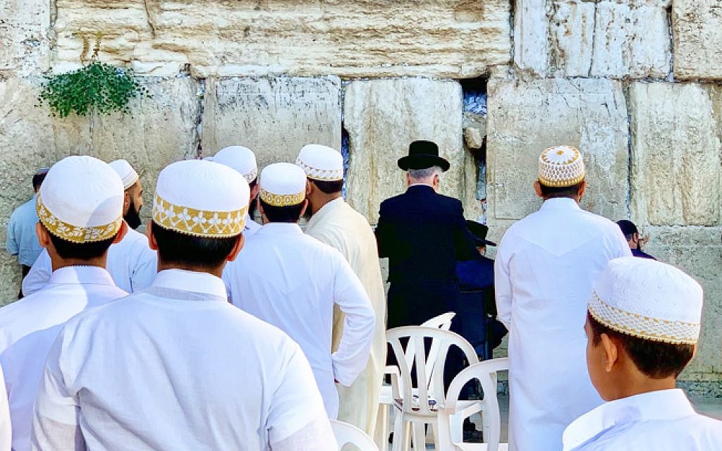 Muslim visitors at the Western Wall, Jerusalem.