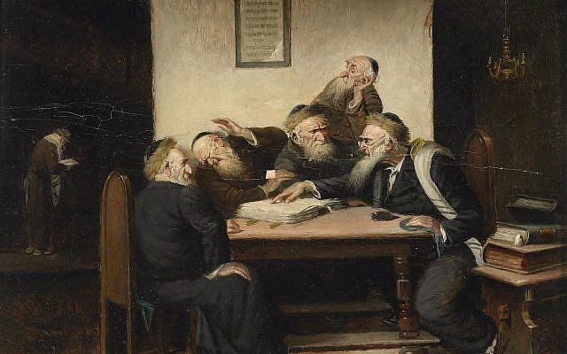 'Eine Streitfrage aus dem Talmud' (A Talmudic Dispute) 19th century Oil painting by Carl Schleicher (PD-Dorotheum/Wikimedia Commons) 'Eine Streitfrage aus dem Talmud' (A Talmudic Dispute) 19th century Oil painting by Carl Schleicher (PD-Dorotheum/Wikimedia Commons)