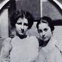 A young Goldie Mabovitch and Sadie Gerson at Fourth Street School.