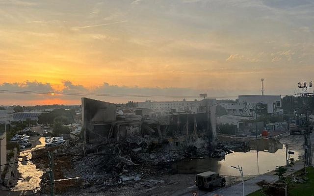 The Sderot police station. (Via Twitter) https://twitter.com/manniefabian/status/1710909598582948129 The Sderot police station. (Via Twitter) https://twitter.com/manniefabian/status/1710909598582948129