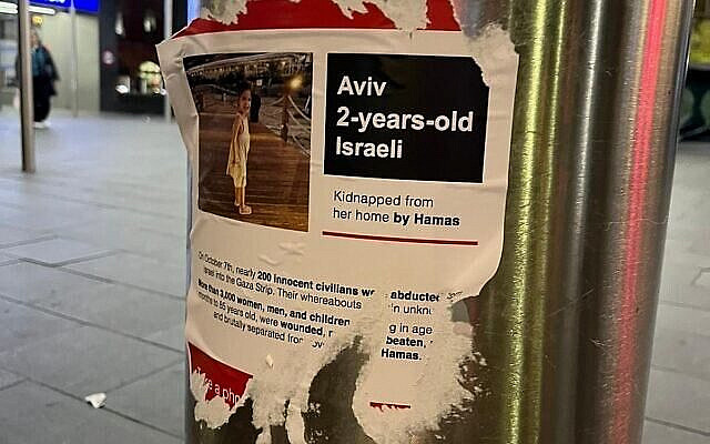 Posters of Hamas's kidnapping victims have been torn down around the country.