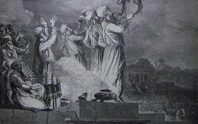 From Wikipedia:

https://commons.wikimedia.org/wiki/File:Holman_Blowing_the_Trumpet_at_the_Feast_of_the_New_Moon_(crop).jpg