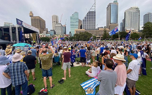 Twelve thousand people turned up to a rally in Sydney over the weekend to protest against a surge in antisemitism in Australia. Speakers included former Australian Prime Minister Scott Morrison who condemned all acts of antisemitism and called for solidarity with Australia's Jews. (courtesy) Twelve thousand people turned up to a rally in Sydney over the weekend to protest against a surge in antisemitism in Australia. Speakers included former Australian Prime Minister Scott Morrison who condemned all acts of antisemitism and called for solidarity with Australia's Jews. (courtesy)