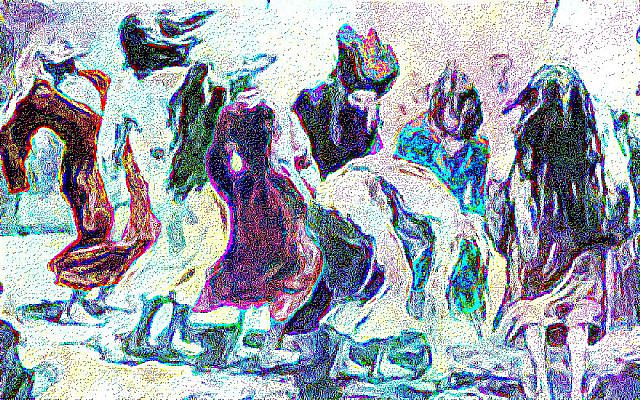 Rockin’ and rollin’ down on the pier, image colorized and modified by the author, obtained from Eine Orientreise vom Jahre 1881, pdf in the public domain.