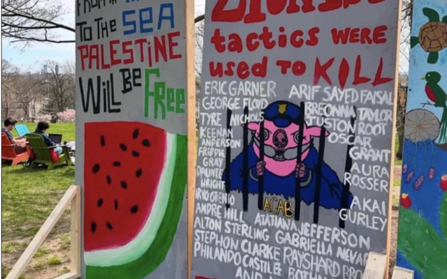 Anti-American and Anti-Israel signage at Tufts University, April 2024.  Photo (c) T. Book, 2025