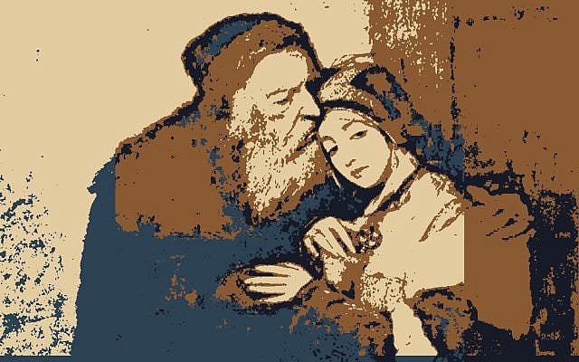 Reina and Saadia; image colorized and modified by the author, obtained from Wikimedia Commons, Maurycy Gottlieb, Shylock & his daughter Jessica, in the public domain.