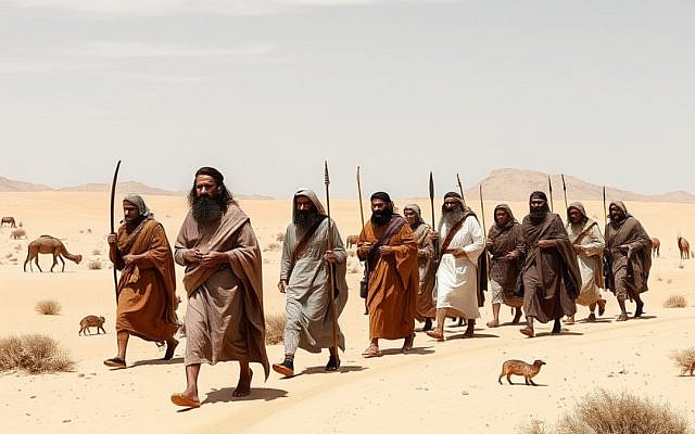 Moses walking through the desert with His people - Imagine AI