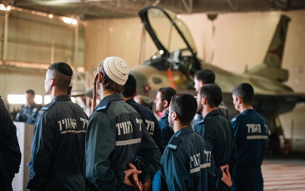 Ultra-Orthodox Israeli Air Force technicians are seen at the IAF's technical school in Haifa, upon completing their training, December 3, 2024. (Israel Defense Forces)