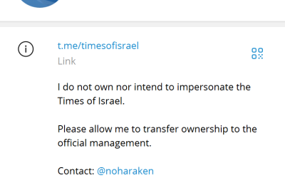 @TimesOfIsrael Telegram channel screenshot