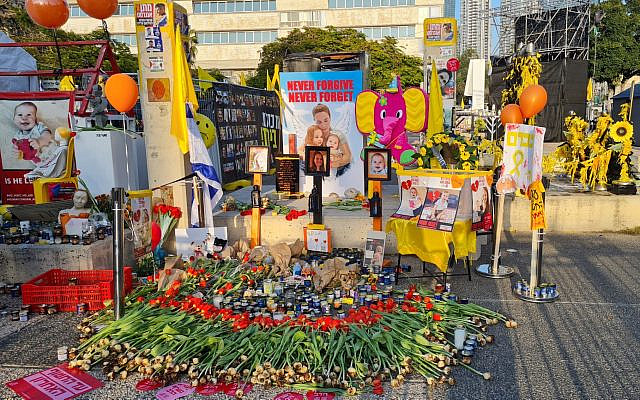 Bibas family memorial at Hostage Square. Photo: Nili Bresler