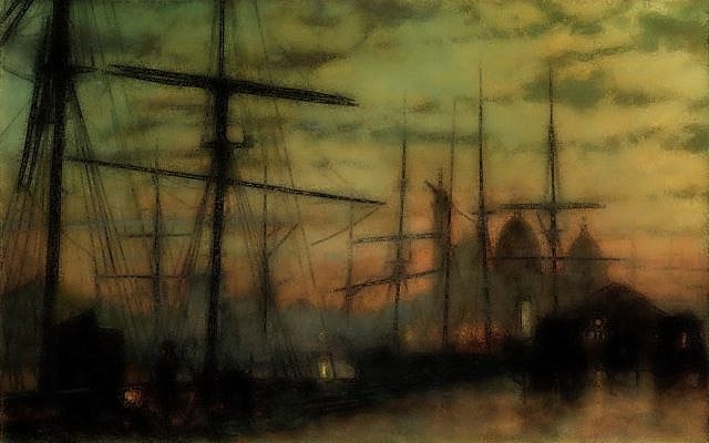 Early Dawn, Day of Exile; image colorized and modified by the author, obtained from Wikimedia Commons, Grimshaw, Humber Docks, Hull, in the public domain. Early Dawn, Day of Exile; image colorized and modified by the author, obtained from Wikimedia Commons, Grimshaw, Humber Docks, Hull, in the public domain.