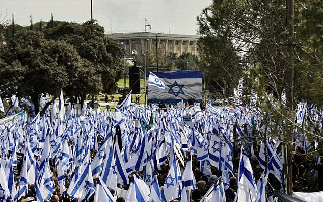 Israeli gather in front of the Knesset in Jerusalem to protest judicial reform on February 13, 2023. Mostafa Alkharouf/Anadolu Agency via Getty Images. Israeli gather in front of the Knesset in Jerusalem to protest judicial reform on February 13, 2023. Mostafa Alkharouf/Anadolu Agency via Getty Images.