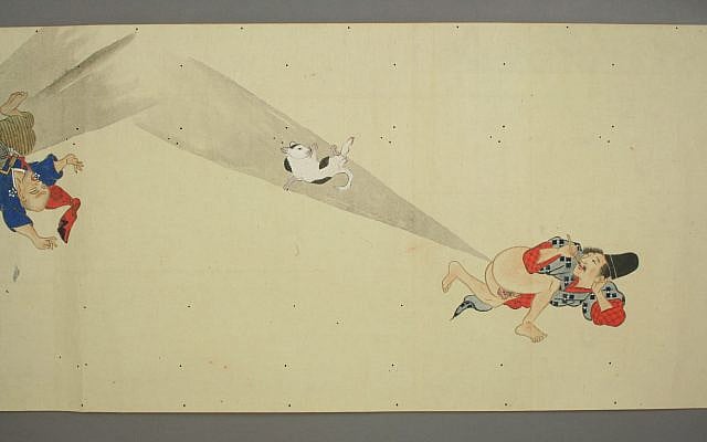 He-gassen (detail), an art scroll depicting a battle of flatulence, from Japan during the Edo period He-gassen (detail), an art scroll depicting a battle of flatulence, from Japan during the Edo period