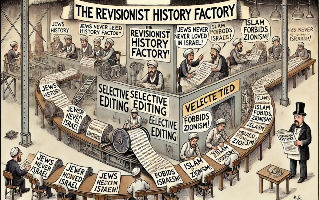 AI-generated Political Cartoon 'The Revisionist History Factory' by Rebecca Shapiro