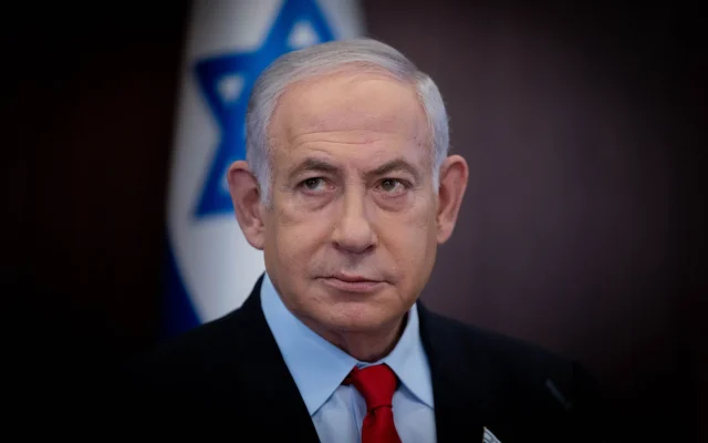 Prime Minister Benjamin Netanyahu leads a government conference at the Prime Minister’s Office in Jerusalem on September 27, 2023. (Chaim Goldberg/Flash90) Prime Minister Benjamin Netanyahu leads a government conference at the Prime Minister’s Office in Jerusalem on September 27, 2023. (Chaim Goldberg/Flash90)