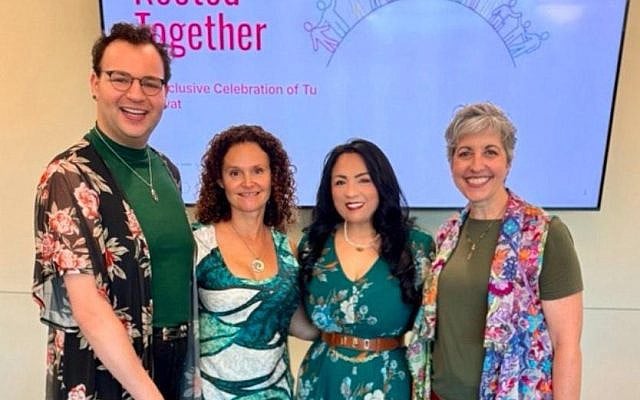 (pictured left to right) Raymond Zachary, Cantorial Soloist; Marina Kahana, Hadassah LBOC Board Member; Dr. Deborah Villanueva, Organizational Vice President, Evolve Chair LBOC Area, Board Member Hadassah Southern California; Rabbi Heidi Cohen. Photo courtesy of the author. (pictured left to right) Raymond Zachary, Cantorial Soloist; Marina Kahana, Hadassah LBOC Board Member; Dr. Deborah Villanueva, Organizational Vice President, Evolve Chair LBOC Area, Board Member Hadassah Southern California; Rabbi Heidi Cohen. Photo courtesy of the author.